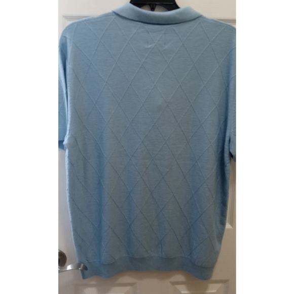 Stafford Mens Short Sleeve Polo Shirt Sz XL Light Blue Diamond Print Golf NWT - Picture 3 of 7